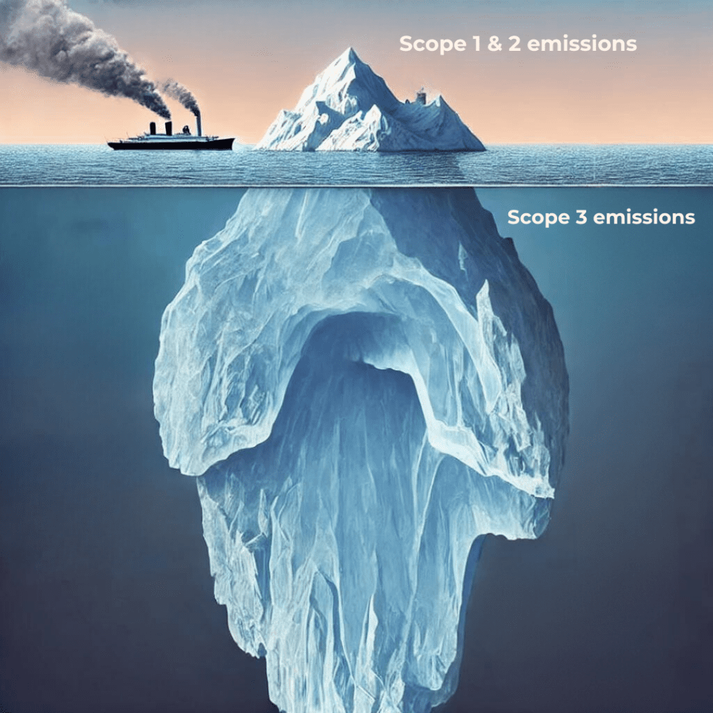 Illustration of Scope 1,2,3 emissions - iceberg metaphor